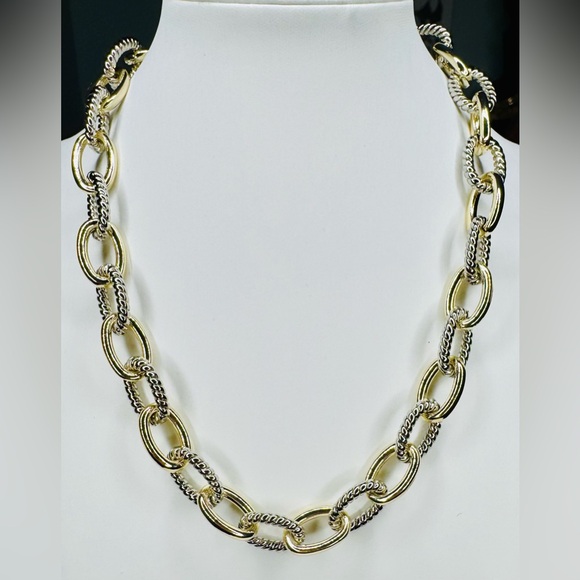 TWO TONE LINK TOGGLE NECKLACE - Picture 2 of 3